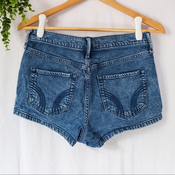 Hollister Acid Wash Blue Denim Shorts High Rise - Picture 5 of 6